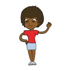 Cartoon Woman Waving N241