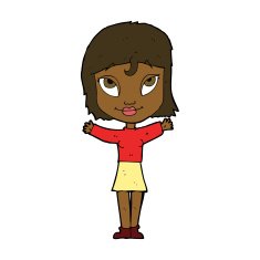 cartoon woman with open arms N72
