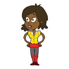 cartoon woman with hands on hips N157
