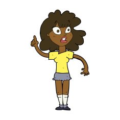 cartoon woman making point N16