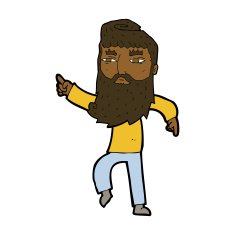 cartoon bearded man pointing the way N7