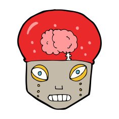 cartoon spooky robot head N9