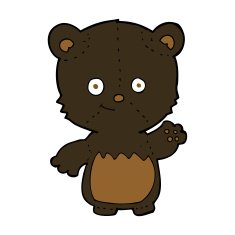 cartoon black bearcub waving N4