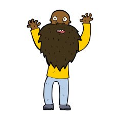 cartoon frightened old man with beard N8