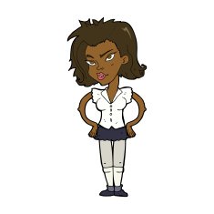 cartoon woman with hands on hips N160