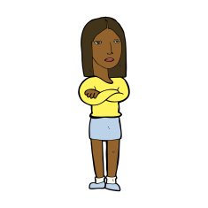 cartoon woman with folded arms N22