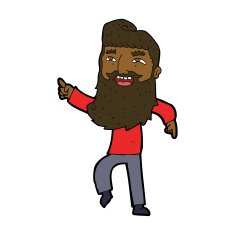 cartoon man with beard laughing and pointing N8