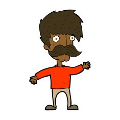 cartoon man with mustache waving N21
