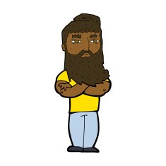 cartoon serious man with beard N16