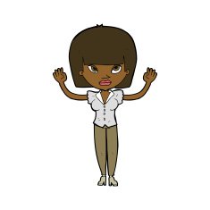 cartoon woman with raised hands N7