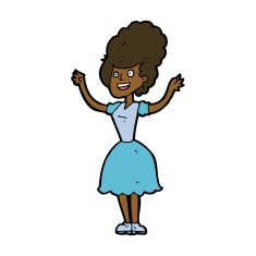 cartoon happy 1950's woman N8