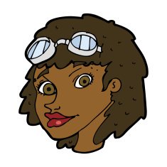 cartoon happy woman wearing aviator goggles N8