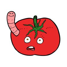 cartoon tomato with worm N7
