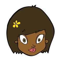 cartoon happy female face N134