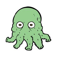 cartoon alien squid face N22