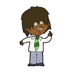 cartoon school boy with idea N25