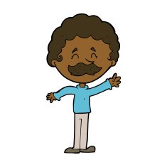 cartoon man with mustache waving N22