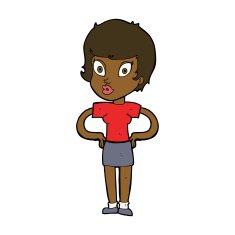 cartoon woman with hands on hips N161