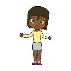 cartoon woman shrugging shoulders N354
