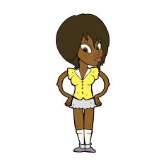 cartoon woman with hands on hips N162