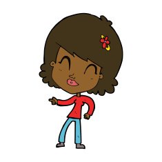 cartoon happy woman pointing N49
