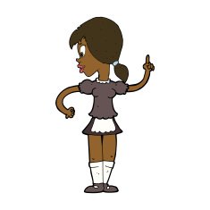 cartoon waitress calling order N7