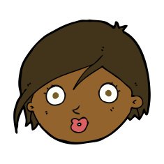 cartoon surprised female face N47