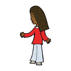 cartoon woman with open arms N75