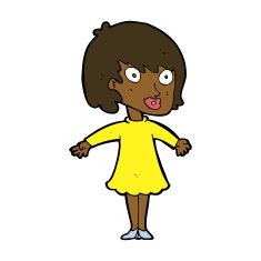 cartoon woman wearing dress N7