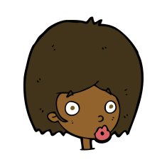 cartoon surprised female face N48