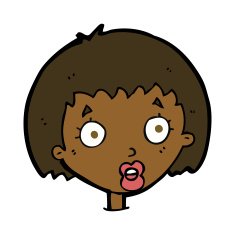 cartoon surprised female face N49