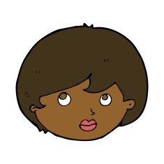 cartoon female face looking upwards N7