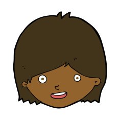 cartoon happy female face N136