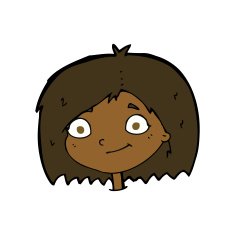cartoon happy female face N138