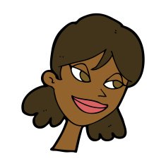 cartoon happy female face N140