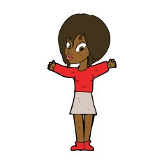 cartoon woman with open arms N76