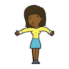 cartoon woman shrugging shoulders N356