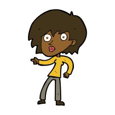 cartoon surprised woman pointing N8