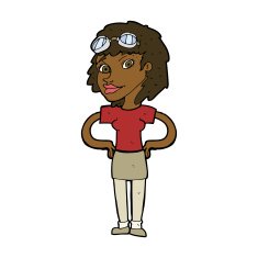 cartoon retro pilot woman N8