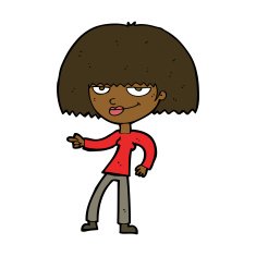 cartoon happy woman pointing N51