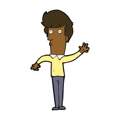 cartoon nervous man waving N16