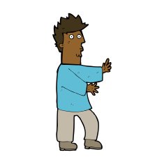 cartoon nervous man waving N17