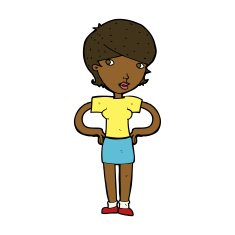 cartoon woman with hands on hips N163