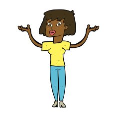 cartoon woman holding up hands N14