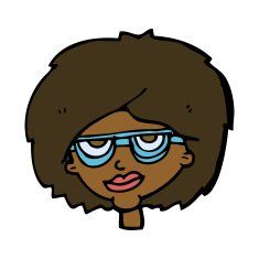 cartoon woman wearing spectacles N32