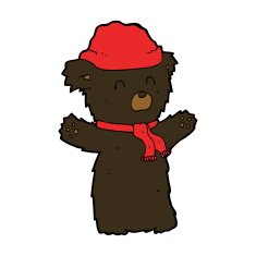 cartooon cute black bear in hat and scarf N2