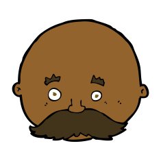 cartoon bald man with mustache N15