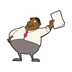 cartoon boss waving papers N8