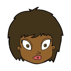 cartoon surprised female face N51