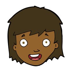 cartoon happy female face N141